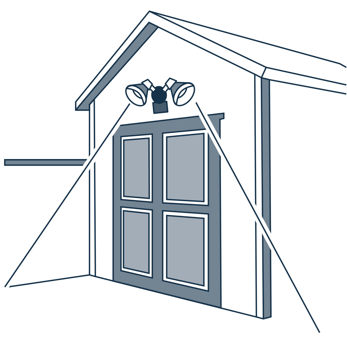 Illustration of a light attached to a building on a private property.